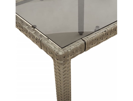 VIDAXL - Table de jardin dessus en verre gris 90x90x75 cm résine tres...