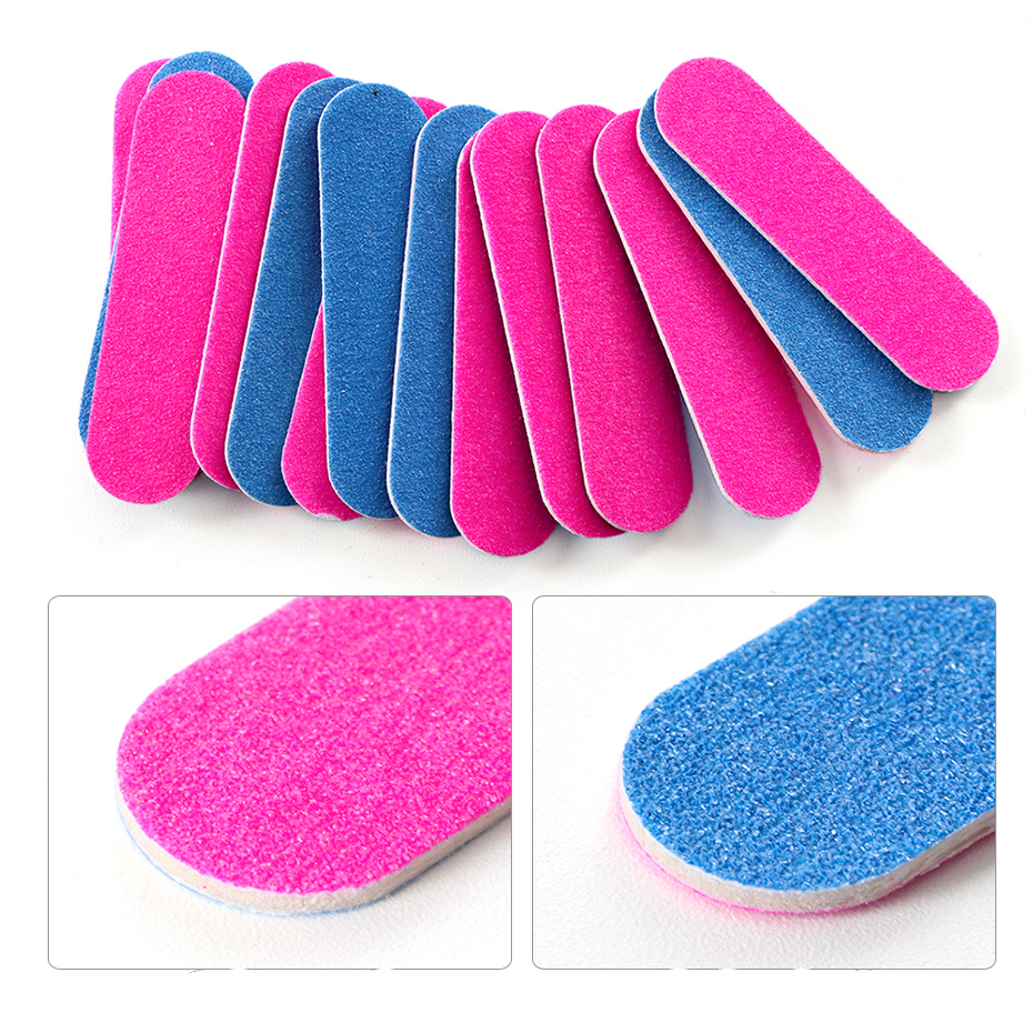 (10er Set) Mini Nagelfeile Formfeile Doppelseitig für die Maniküre / Pediküre - Blau / Pink