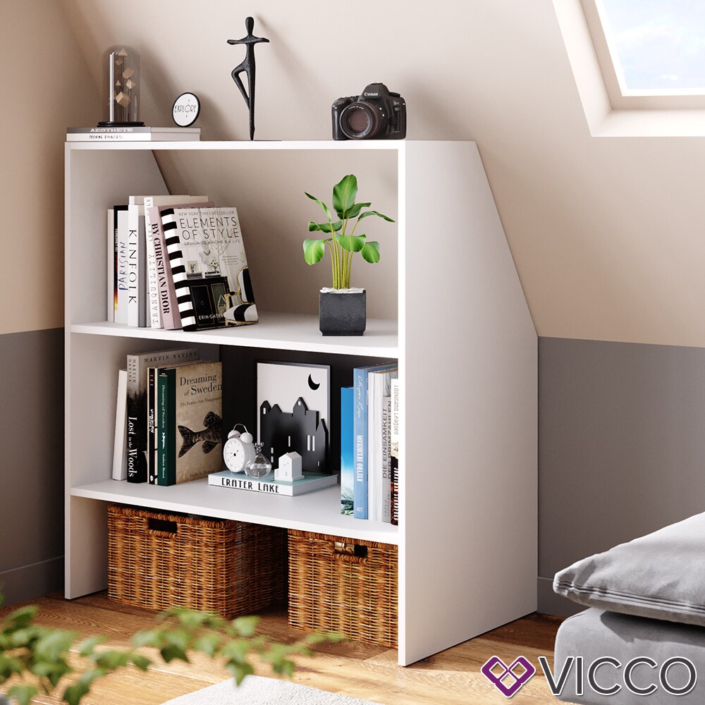 VICCO Dachschrägenregal Bücherregal Wandregal Standregal Regal Dachschräge Weiß