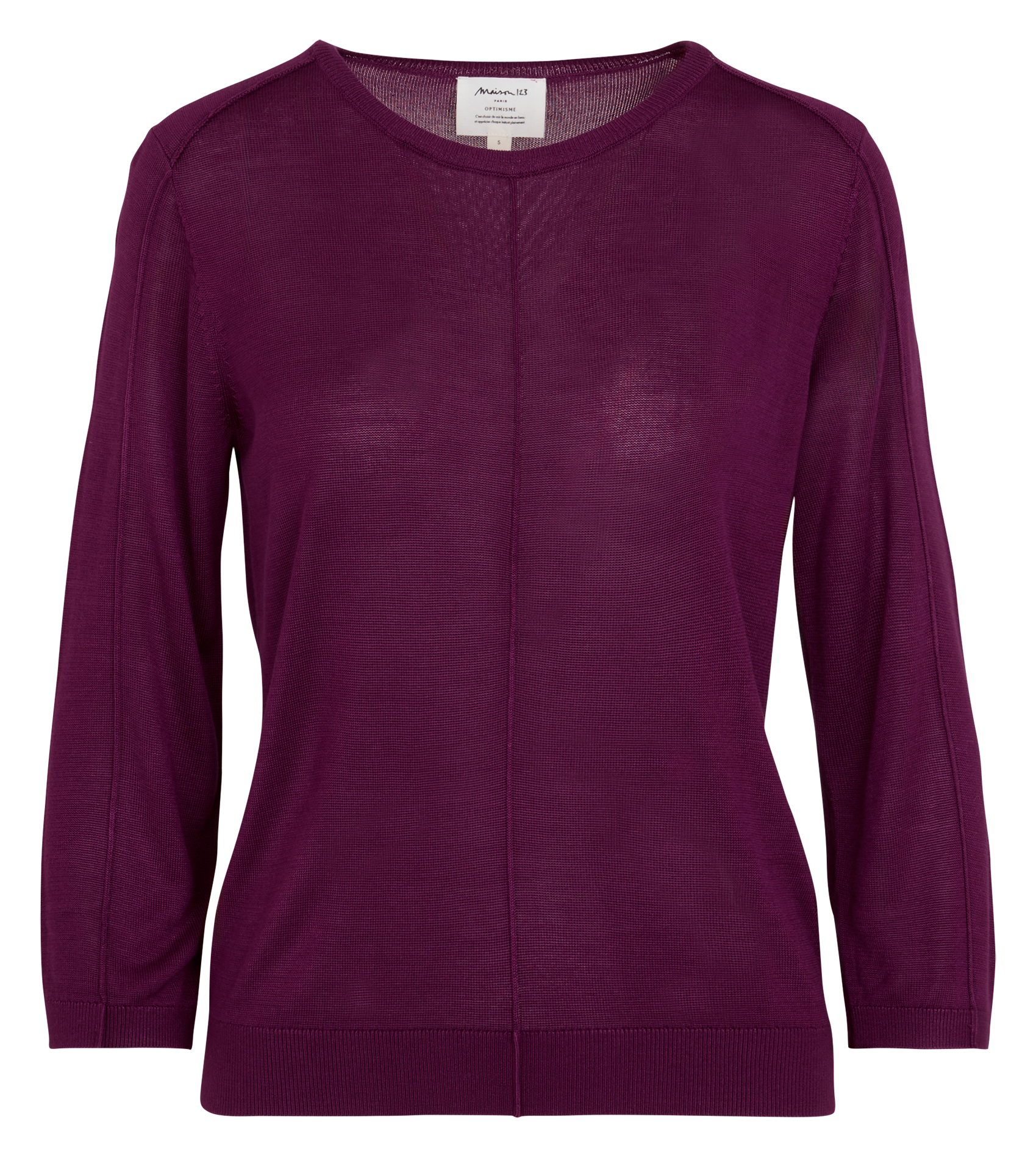CARLY - Pull droit col rond en maille fine | Rose
