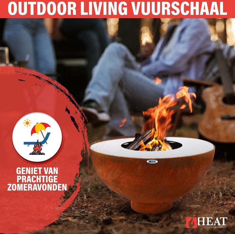 HEAT - Gystad - Vuurschaal - Zwart - Geroest Staal - Ø60 cm