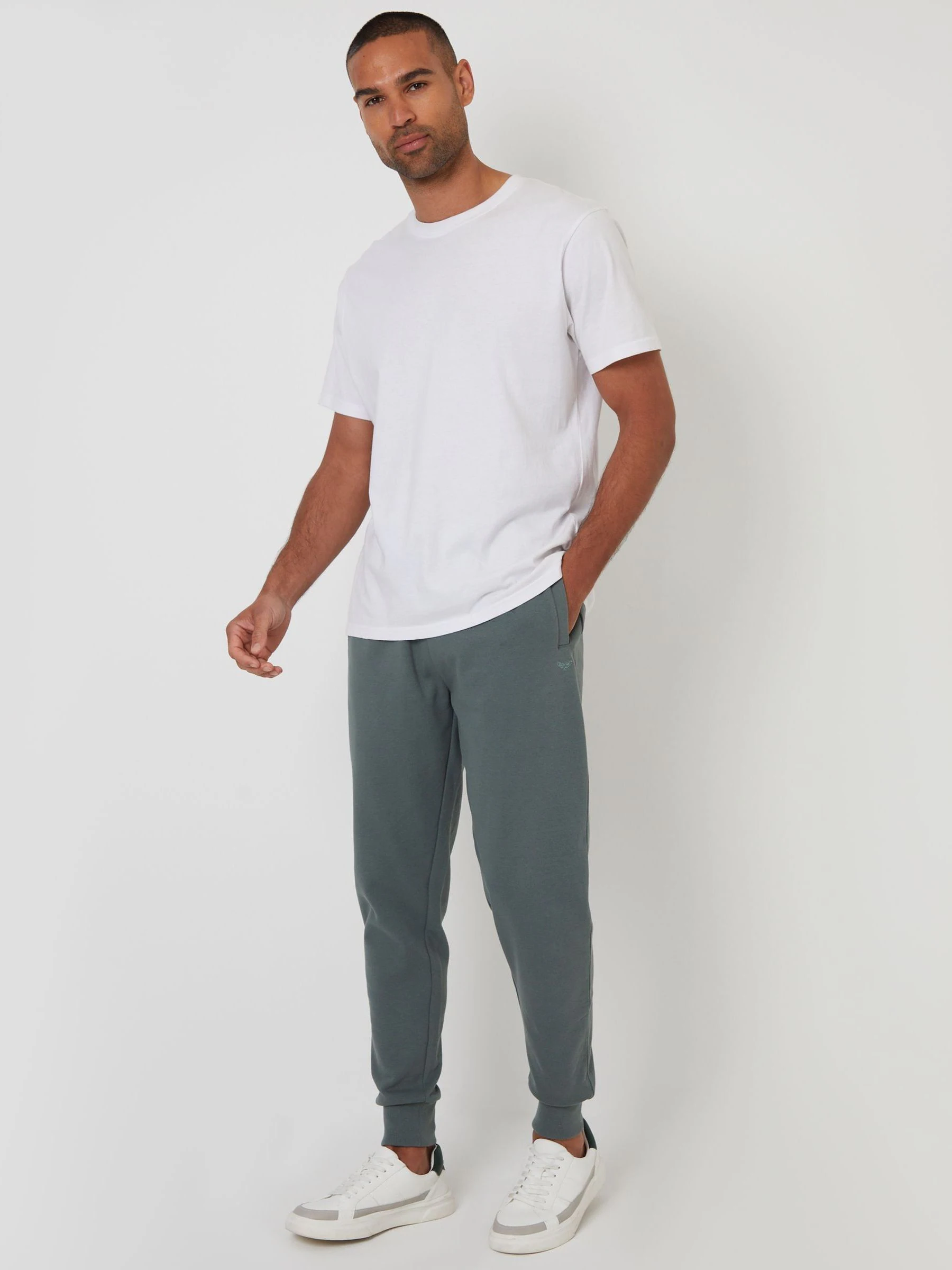 Blauwgroen - Threadbare - Katoenen Blend joggingbroek