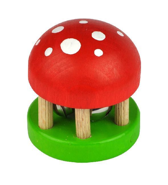 Holz-Instrument PILZ-GLÖCKCHEN in rot/grün