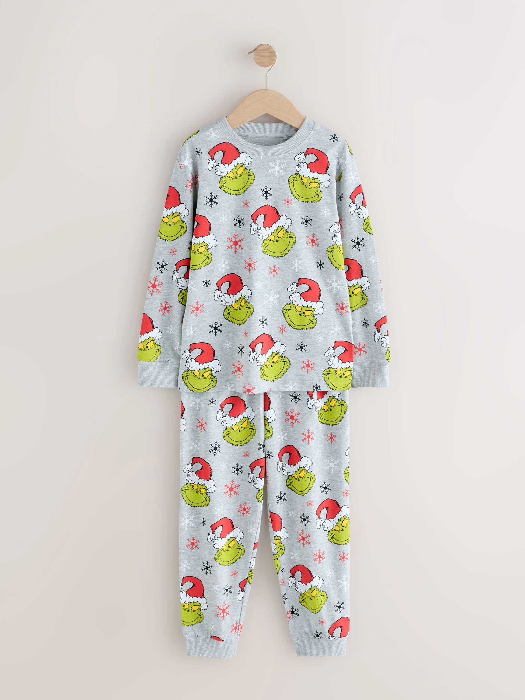 Groen/grijs Grinch - Kerstpyjama met enkele joggingbroek (3-16jr)