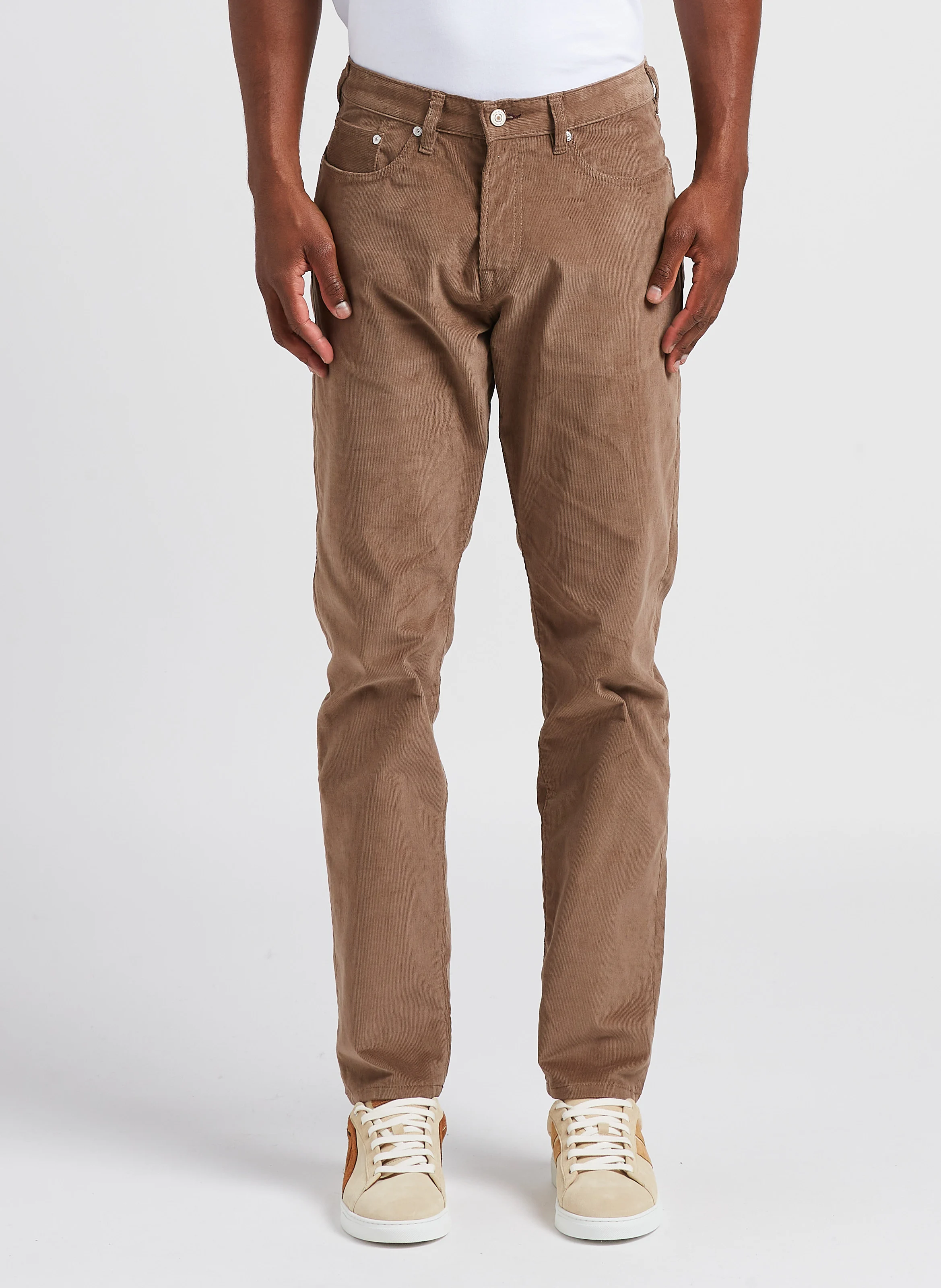 Pantalon droit en coton bio mélangé| Marron