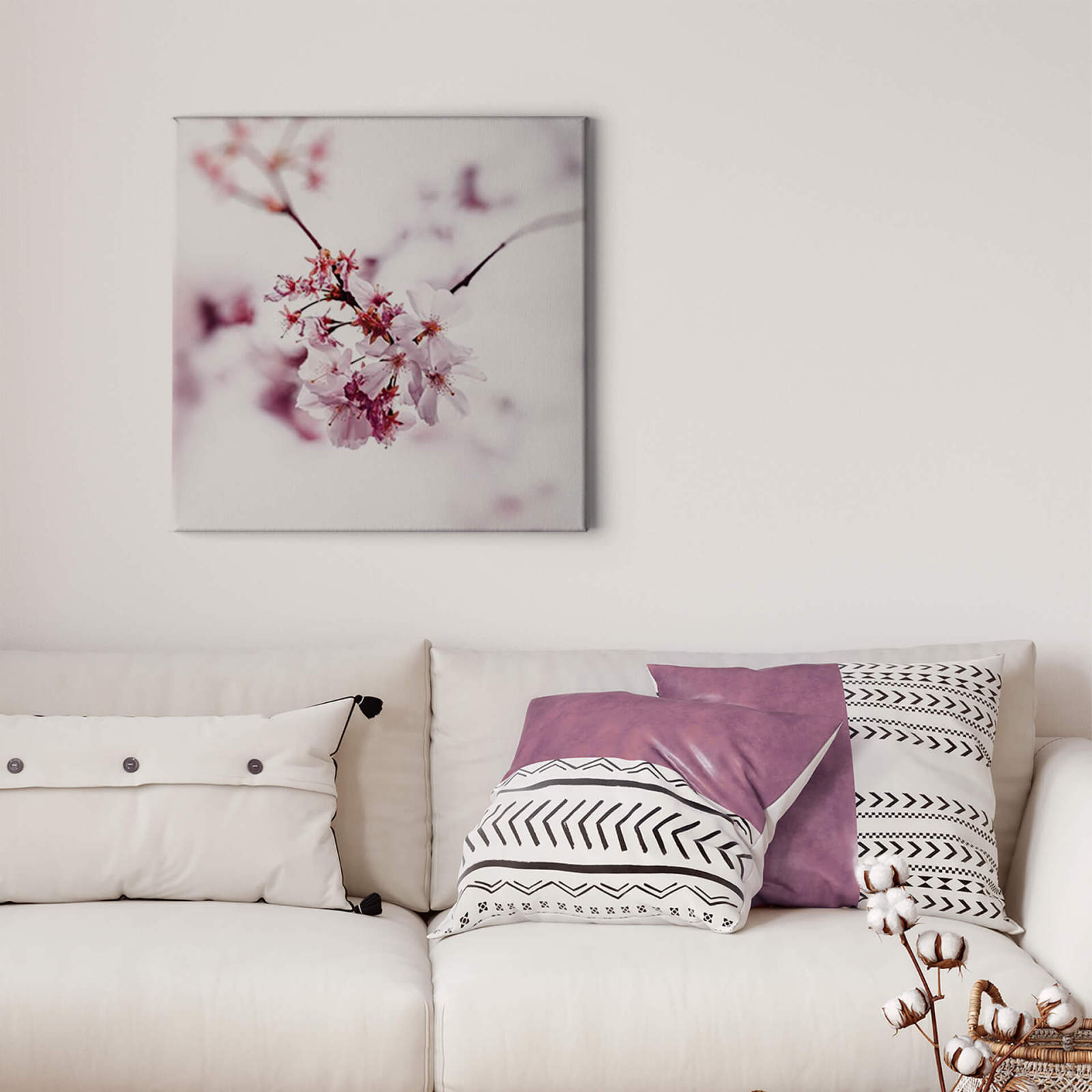 Leinwandbild KIRSCHBLÜTE - rosa - 50x50 cm