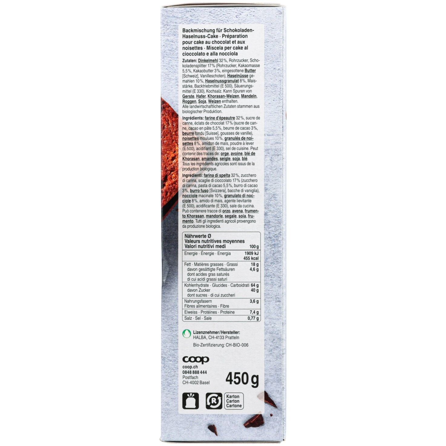 Betty Bossi Naturaplan Bio Fairtrade Backmischung Tiroler Cake