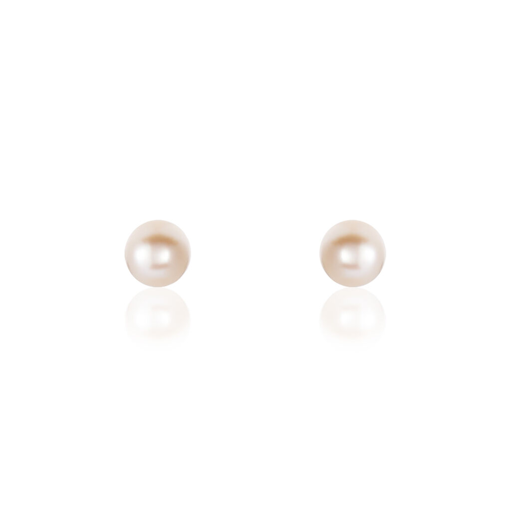 Boucles D'oreilles Puces Suki Rondes Nacres Or Jaune Perle De Culture