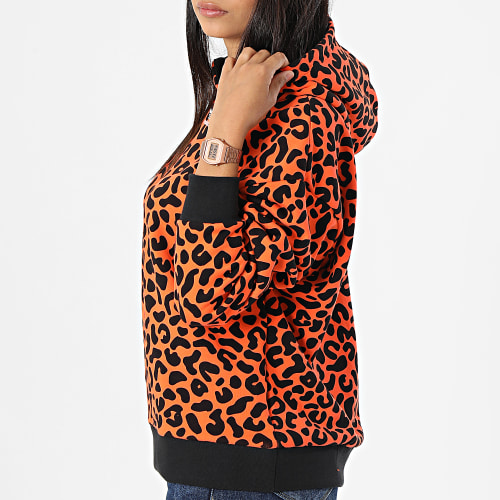 Sweat Capuche Léopard Femme HC4476 Orange Noir
