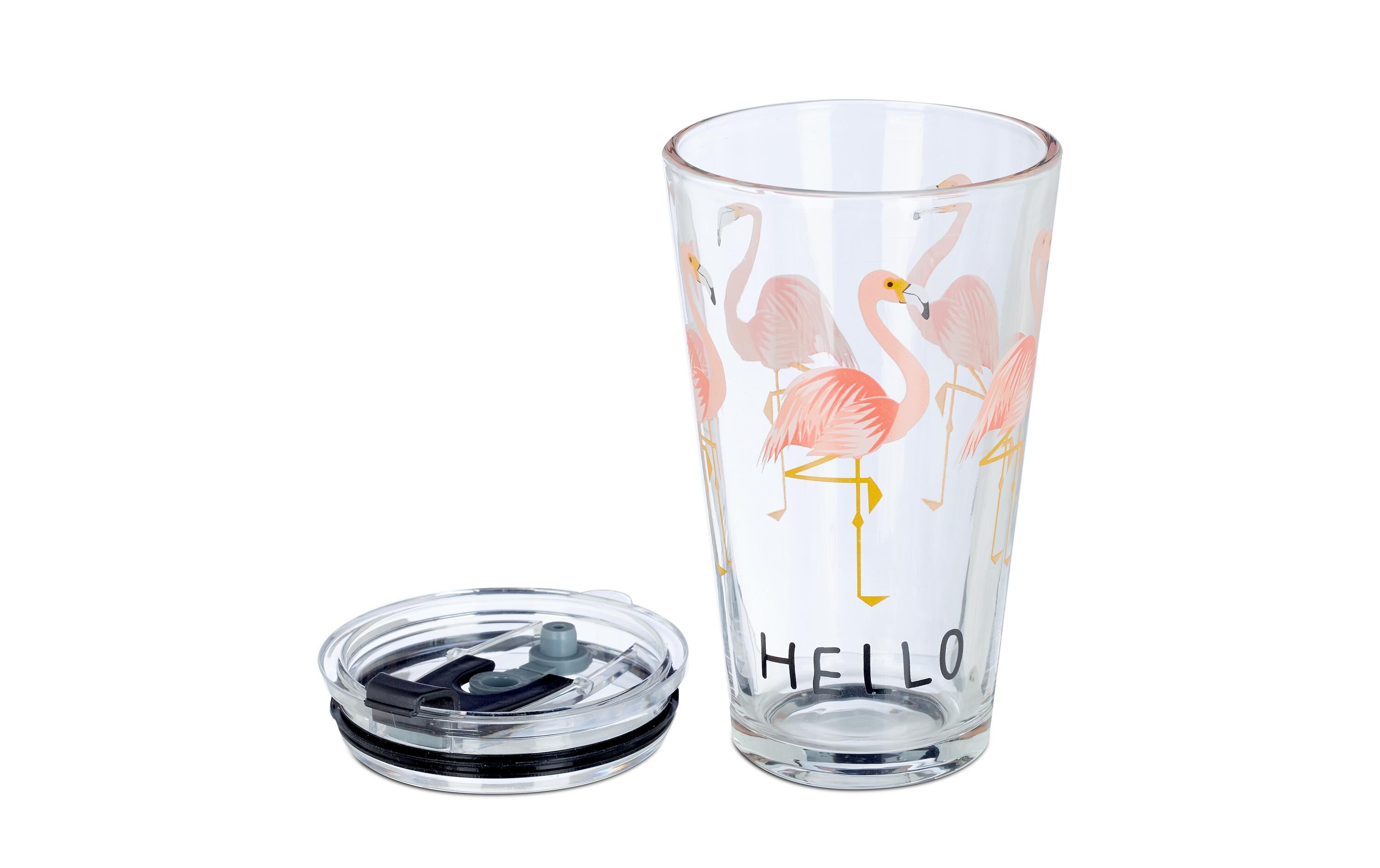 Trinkglas 4 Stück, 450 mlGlasbecher Flamingo