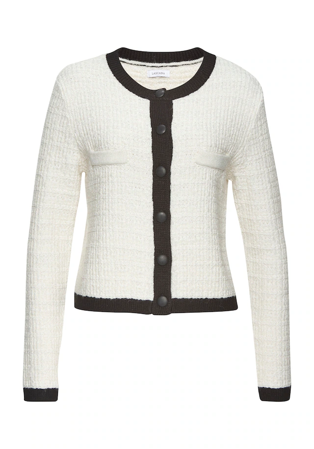 LASCANA Strickjacke , mit dezentem Lurexgarn, Kontrastbündchen, casual-chic, elegant