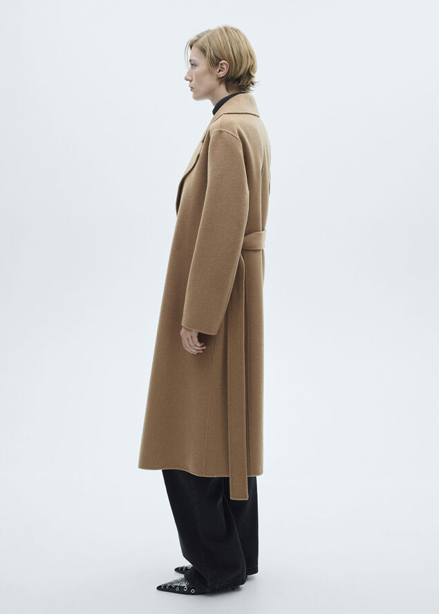 MANGO Belt handmade coat Medium brown