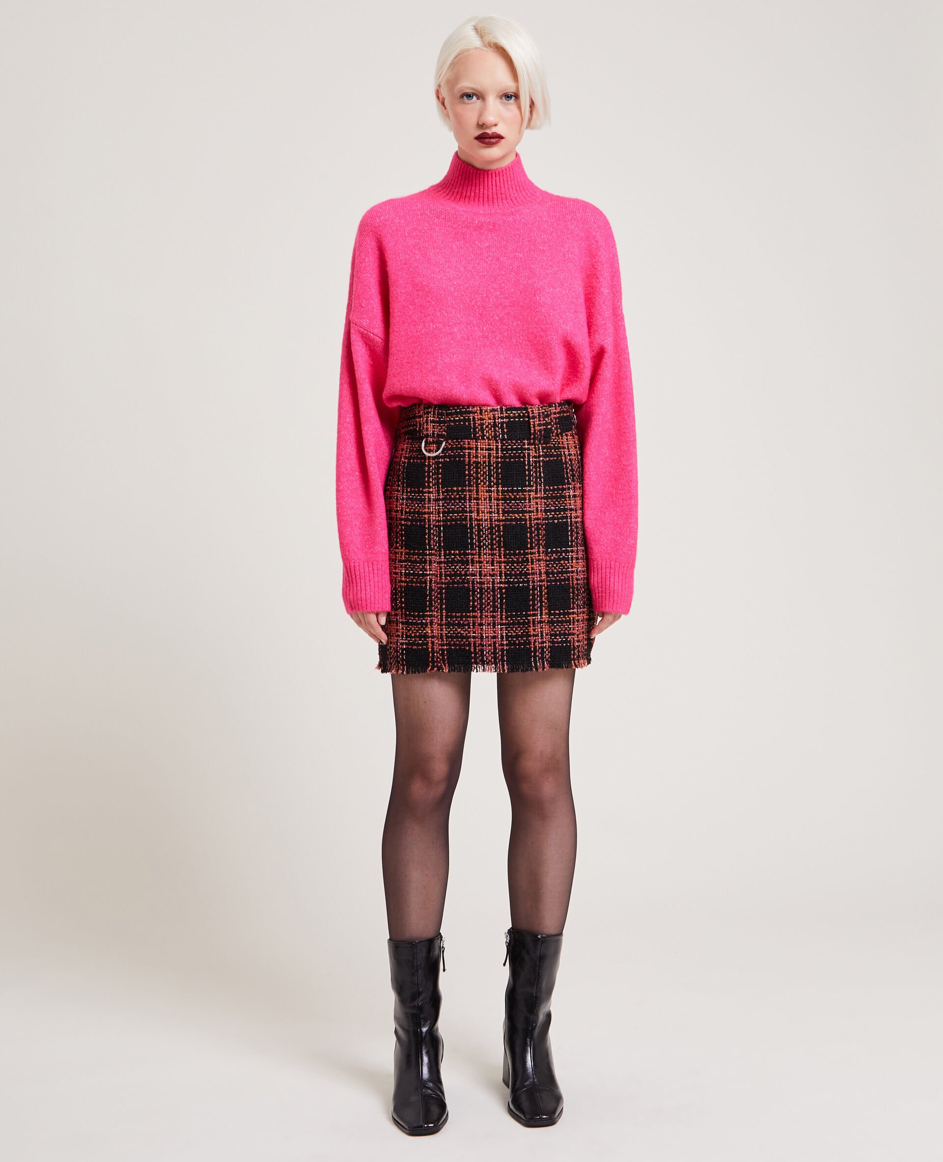 Jupe courte en tweed - Noir