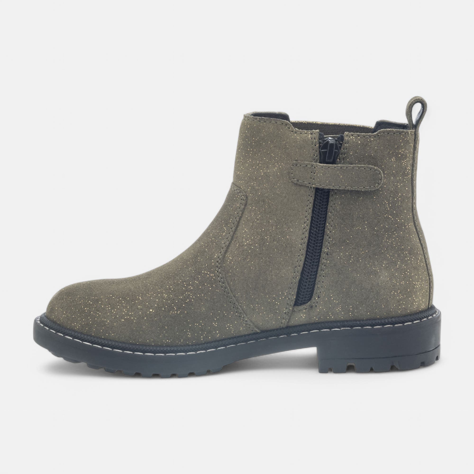 Bottines Fille en cuir kaki