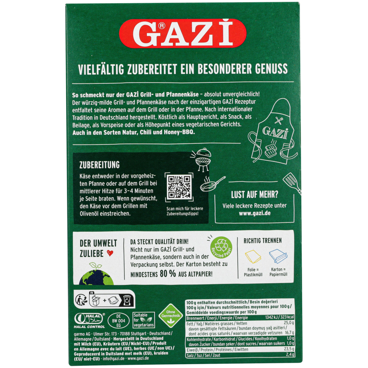 Gazi Grill- und Pfannenkkäse Kräuter 2x100g