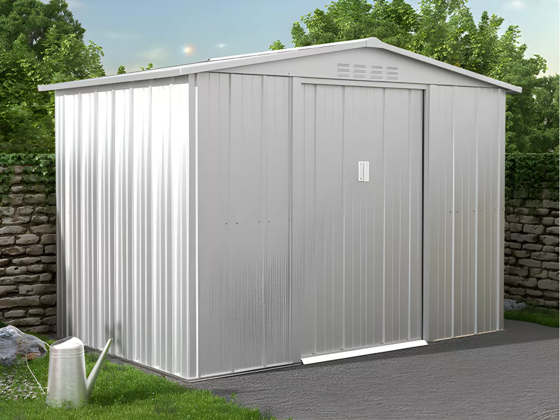 Abri de jardin métal en acier galvanisé gris 4,91 m² LINUS