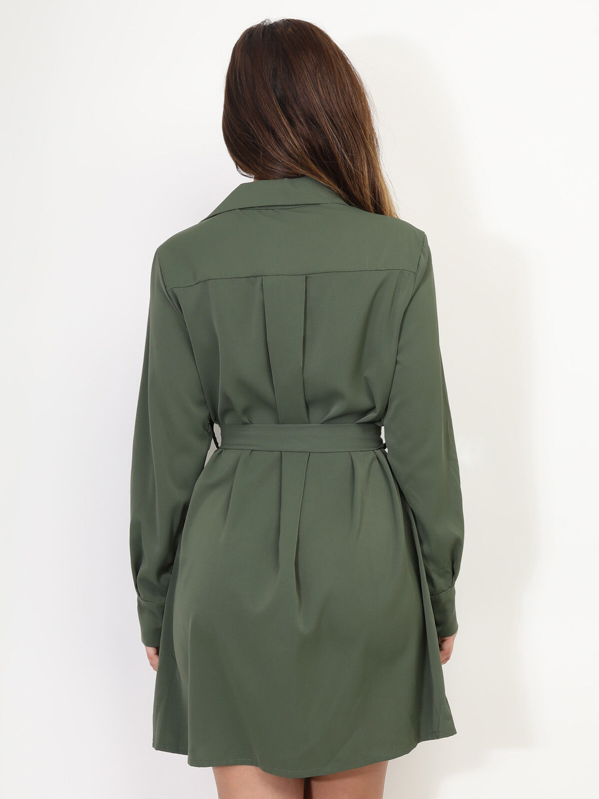 Robe chemise à nouer- Kaki