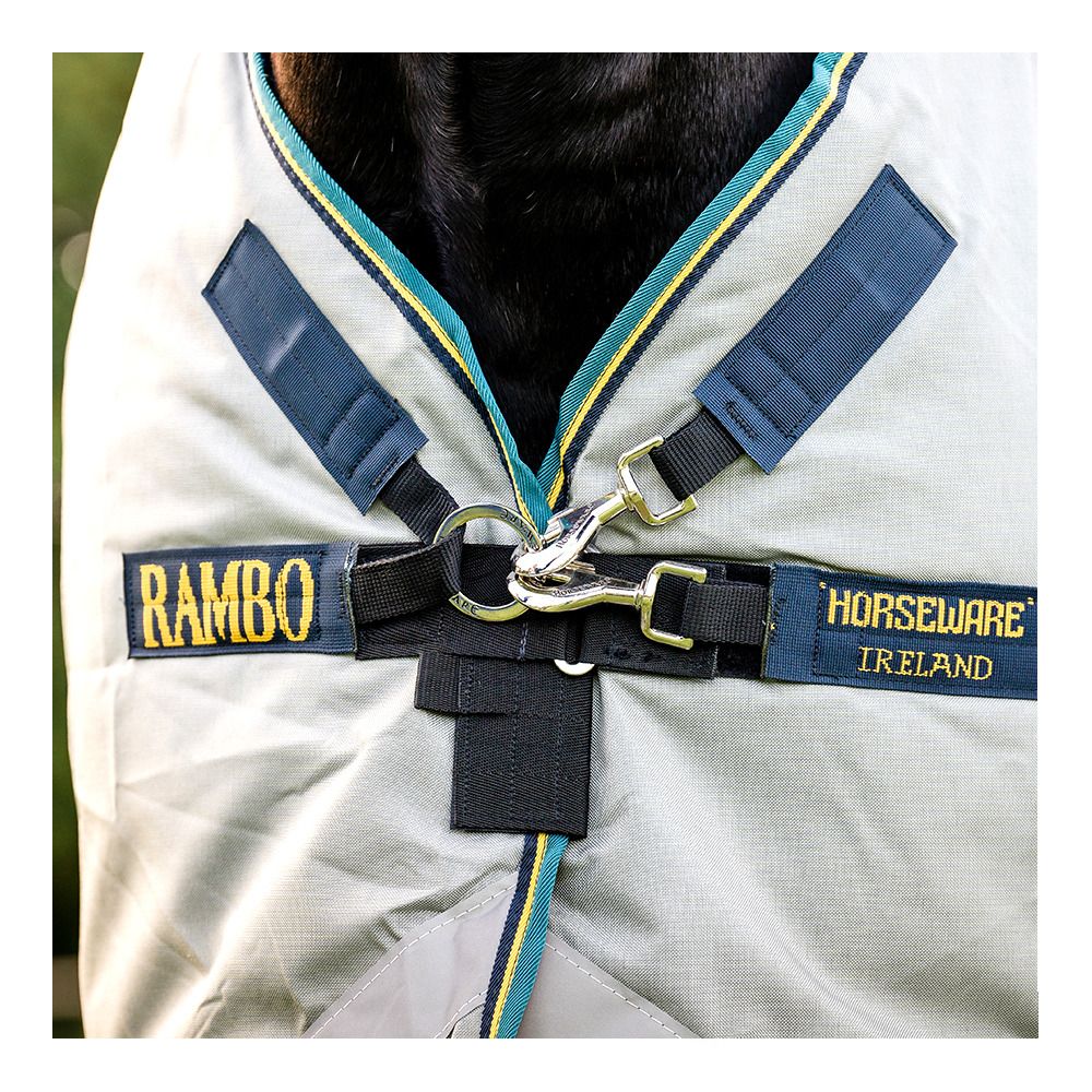 Horseware RAMBO DUO BUNDLE 100G + LINER 100G ET 300G -  Couverture de paddock + couvre-cou grey/teal/gold/navy