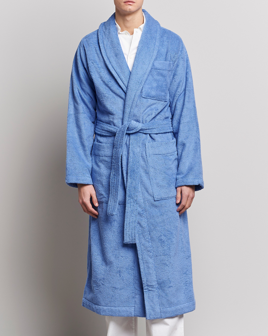 Tekla Organic Terry Classic Bathrobe Clear Blue