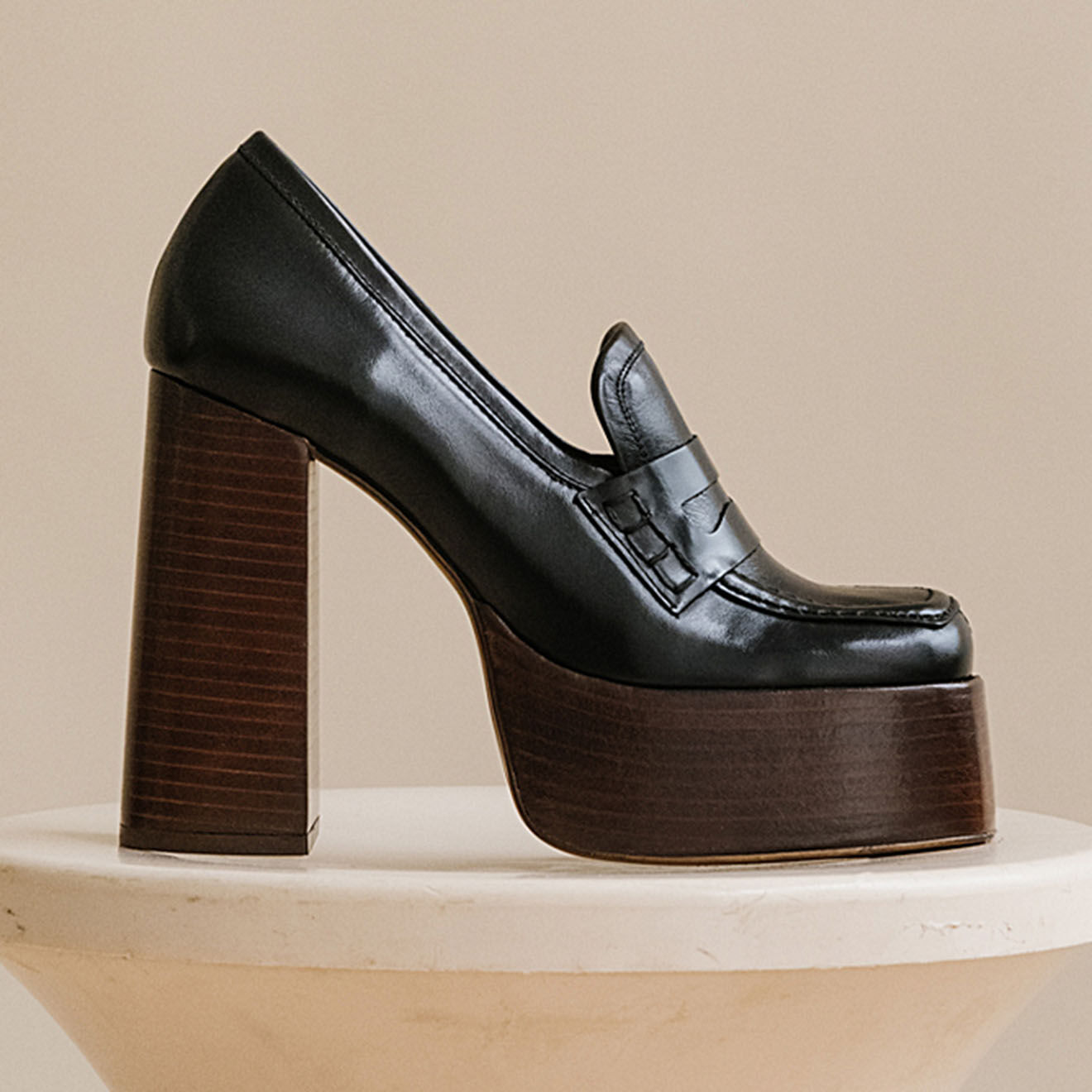 Jonak Mocassins en Cuir Backy noirs - Talon 11.5 cm