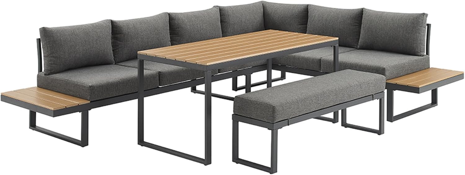 Riess Ambiente Wetterfestes Gartenmöbel Set Ibiza Grand - 280cm - anthrazit - Aluminium Lounge mit Sitzpolstern Outdoor modern