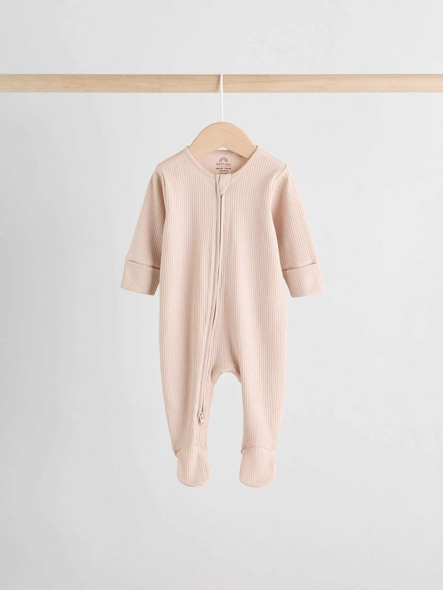 Beige - Verpakking van 3 babypyjama's met tweewegrits (0-2jr)