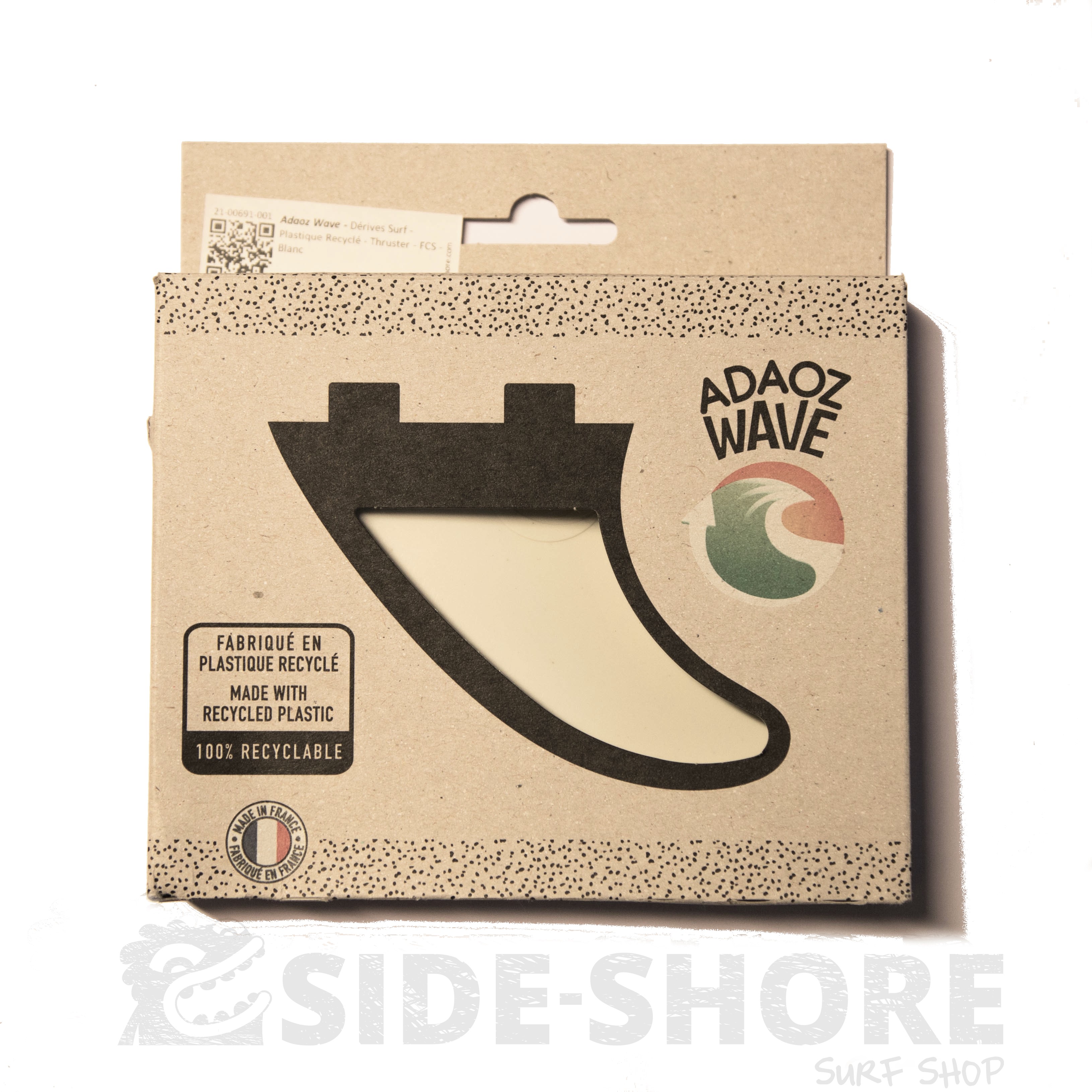 Adaoz Wave Dérives Surf - Plastique Recyclé - Thruster - FCS Blanc