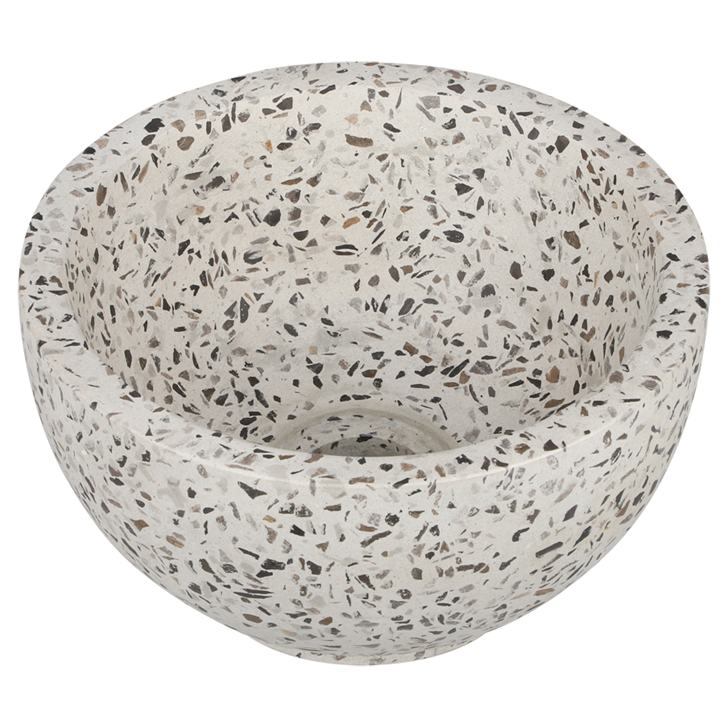 MD Interior Eden toiletmeubel zwart mangohout met zwart-witte terrazzo waskom links