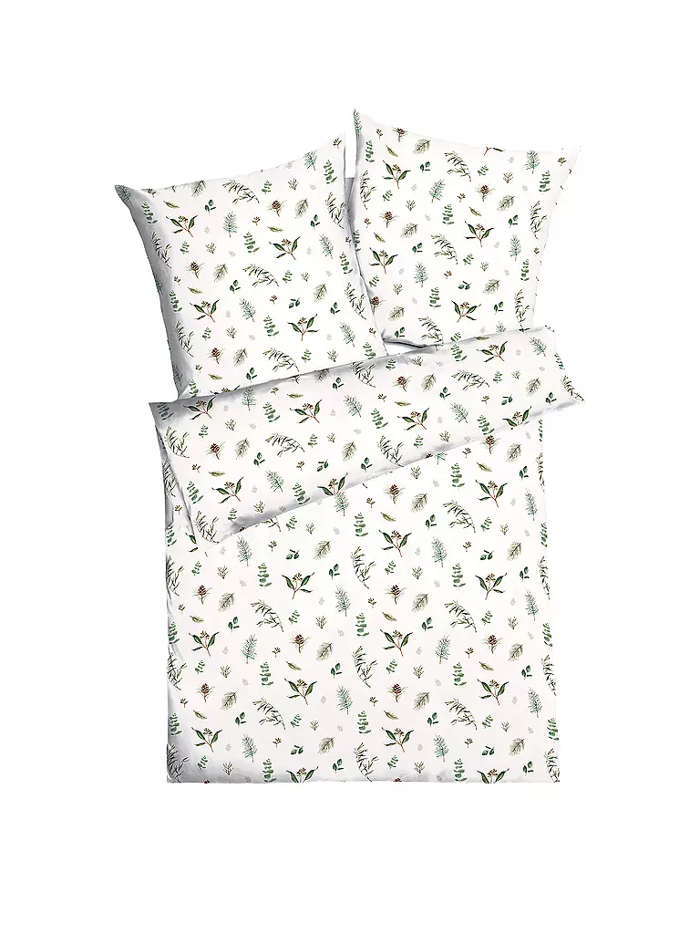 KAEPPEL Flanell Bettwäsche 70x90cm/140x200cm WINTER GREENS ALL Gruen  weiss