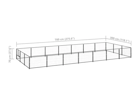 Chenil extérieur cage enclos noire 700 x 300 x 70 cm 02_0000509