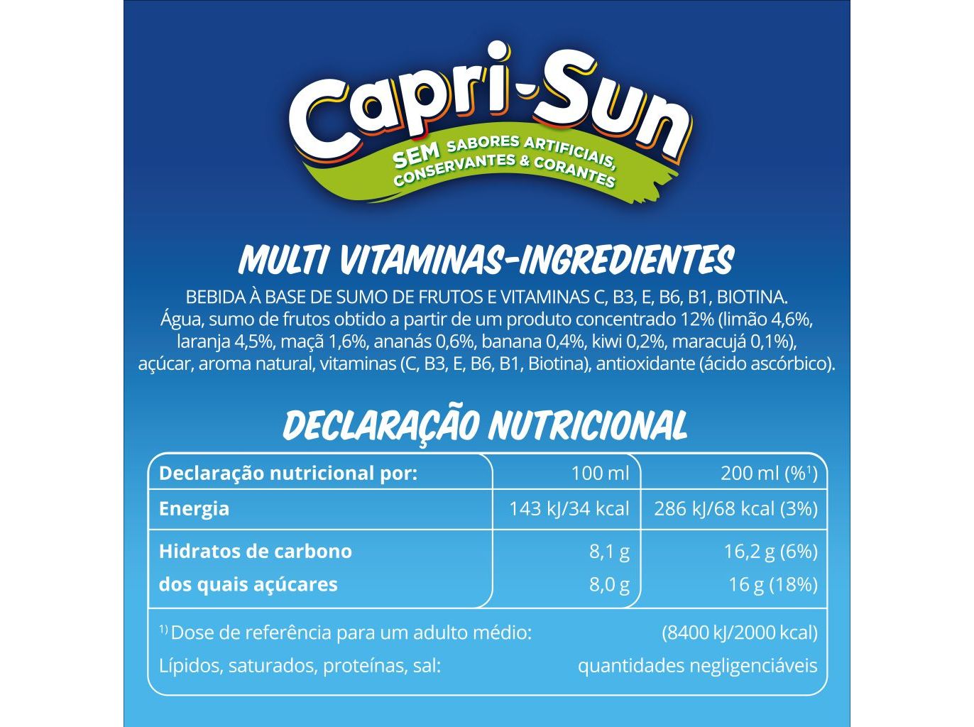 REFRIGERANTE SEM GÁS CAPRI-SUN MULTIVITAMINAS 10X0.20L