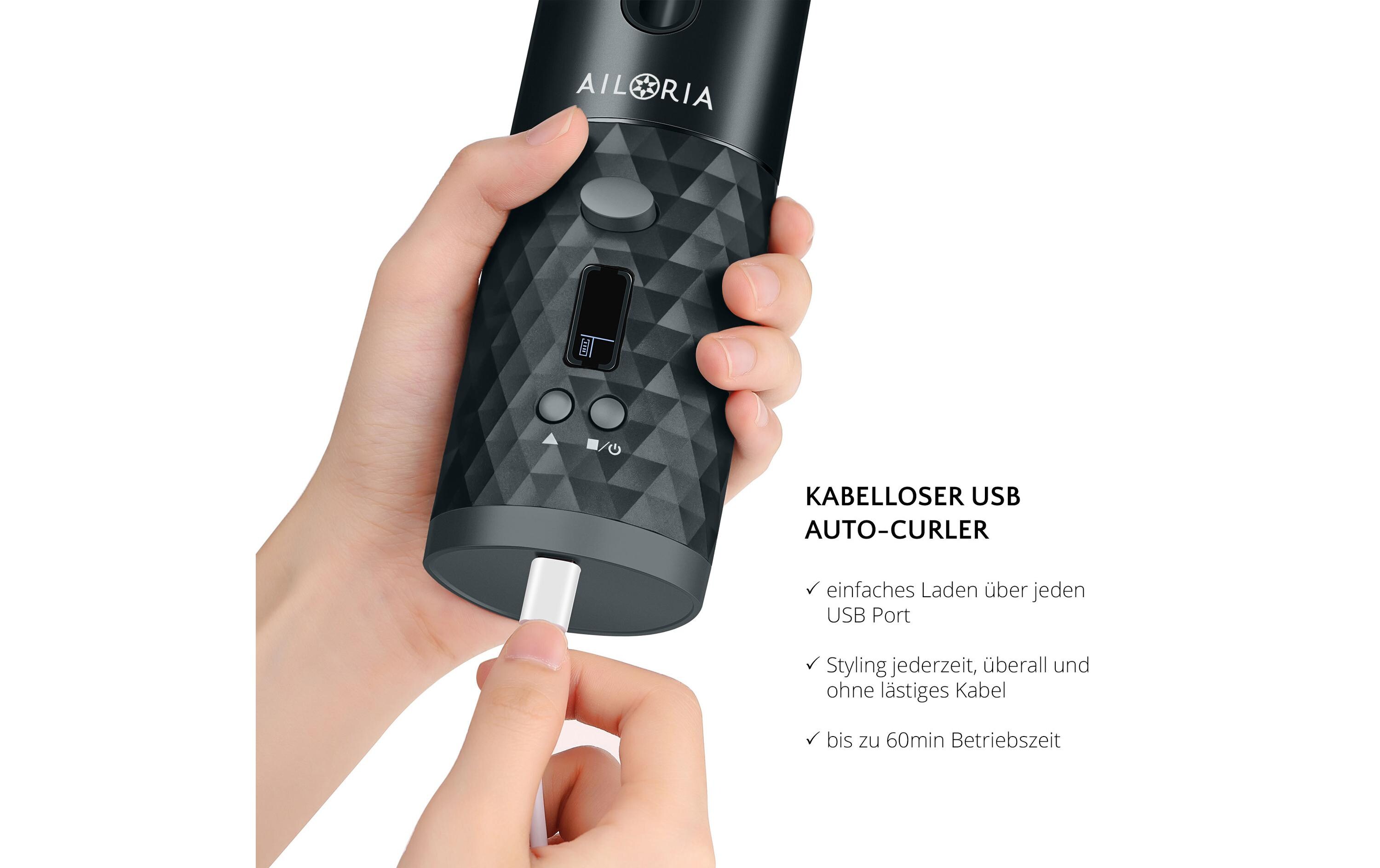 Lockenstyler Revolutionne Schwarz<br>Kabelloser Lockencurler mit LCD-Digitalanzeige