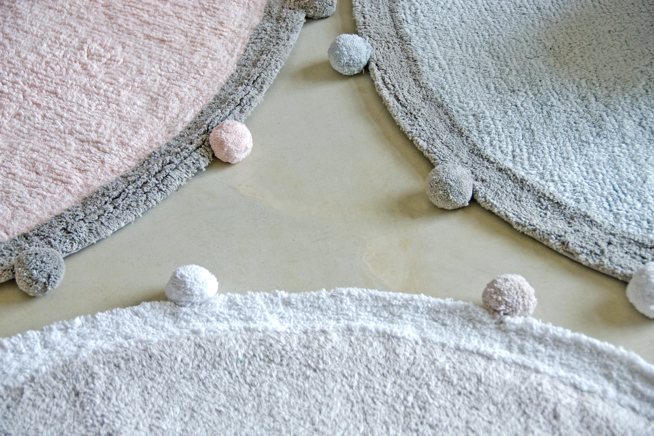 PÉTILLANT - Tapis rond lavable en coton | Gris