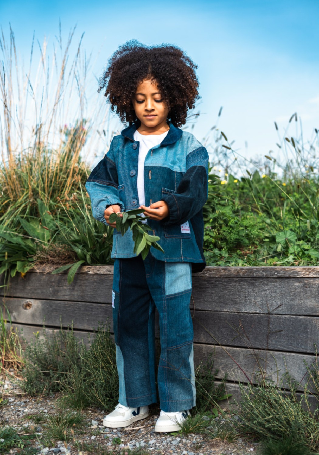 RRREVOLVE x Mini Etiquette Kinderhose Weit Patchwork Denim