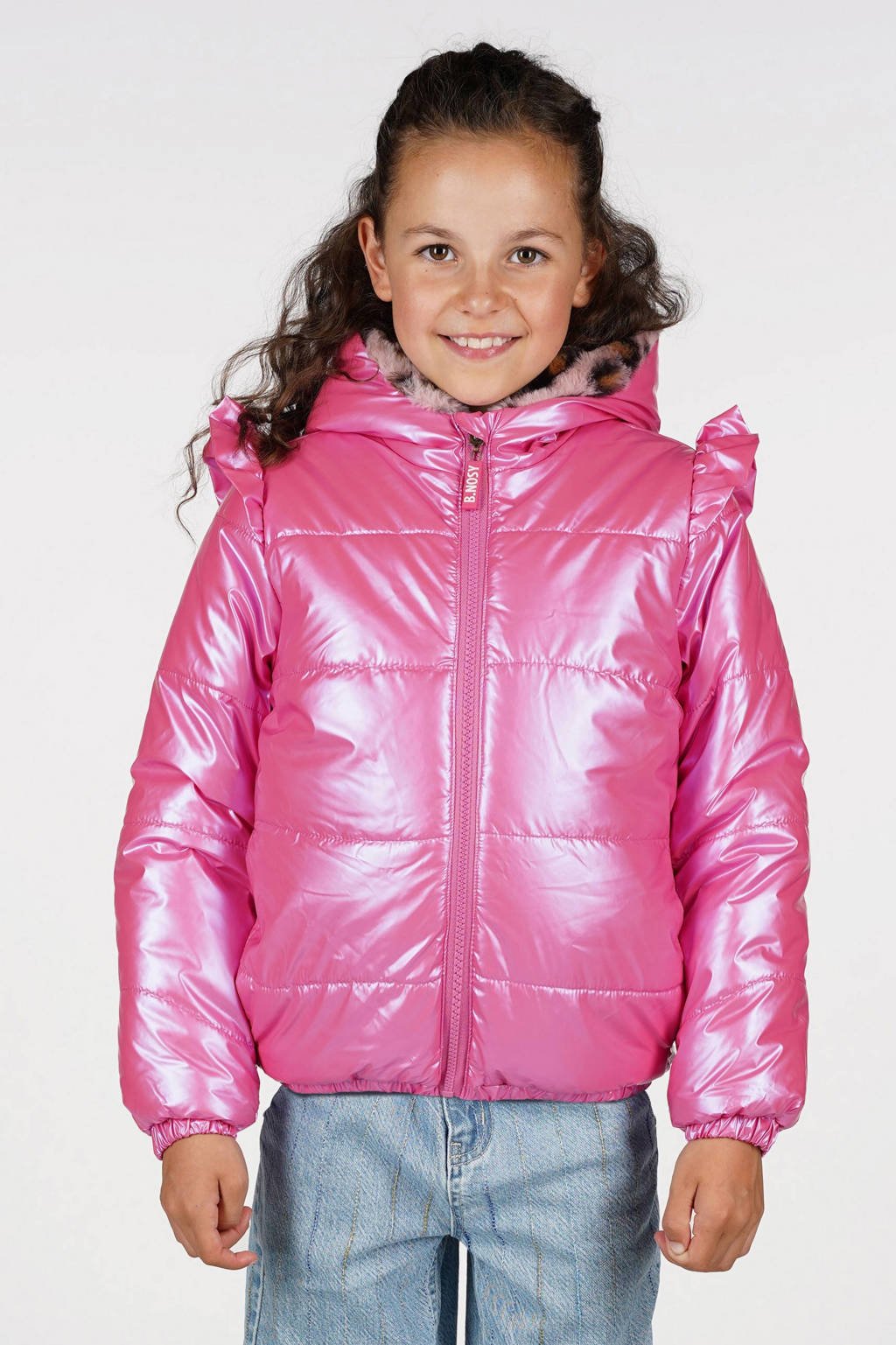 B.Nosy reversible imitatiebont jas roze