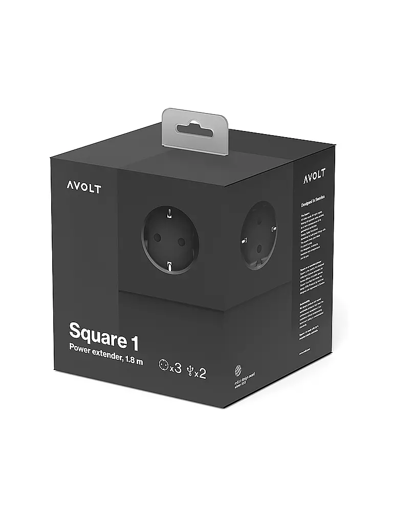 AVOLT Mehrfachsteckdose Square 1 F 1.8MT Stockholm Black schwarz