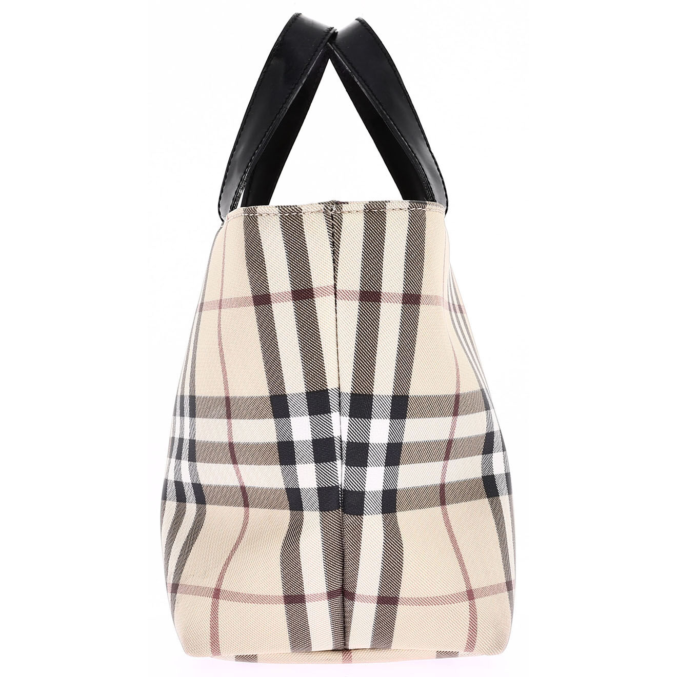 Burberry Sac cabas en Toil enduite imprimé check beige - Très bon état - Longueur 18 cm