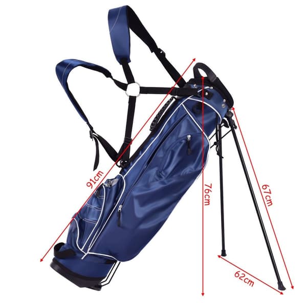 Golfbag 9 tommers golfbag blyantbag profesjonell reiseveske stativbag med hodeseksjon og bærestropp-blå