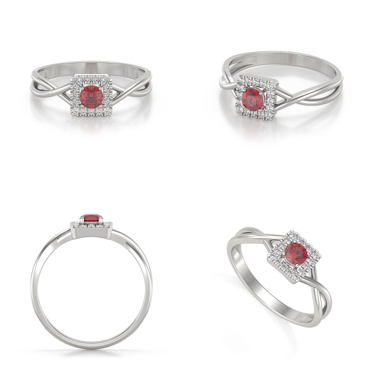 Bague Rubis et diamants sur Argent 925 2.154grs