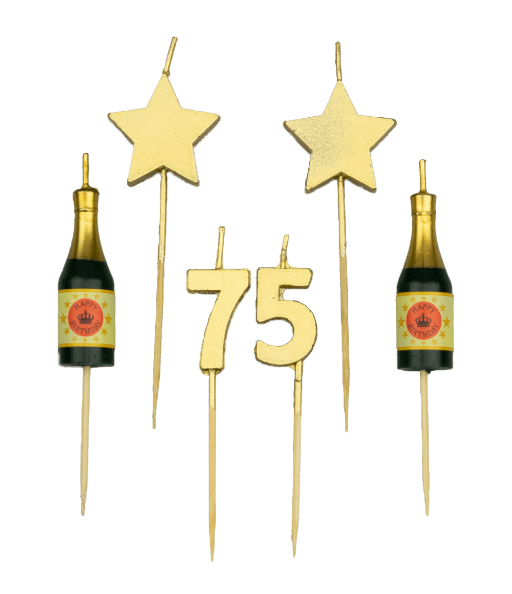 Kaarsjes 75 Jaar Champagne 17,5cm