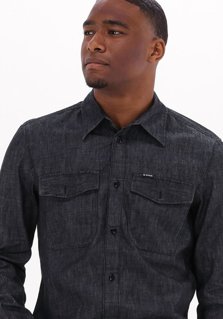 G-STAR RAW zwarte g-star raw casual overhemd marine slim shirt l/s