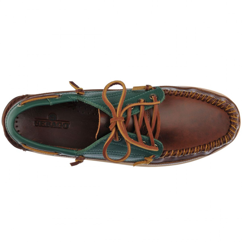 SENECA BROWN GREEN PINE-Mocassin bicolore en cuir pour homme
