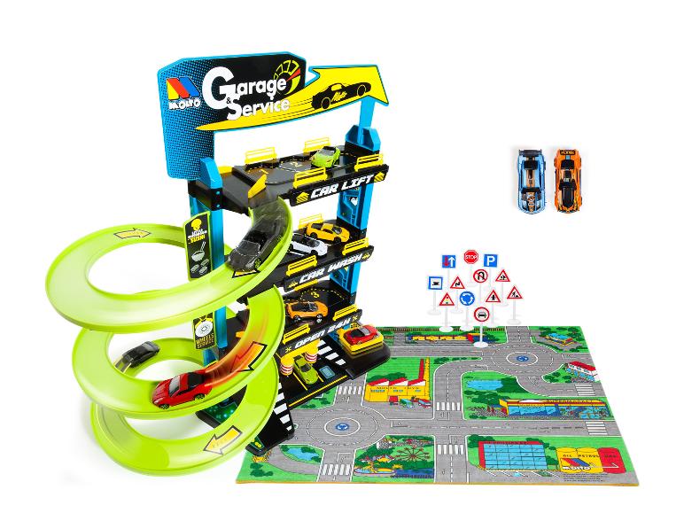 Parkeergarage met accessoires en speelkleed