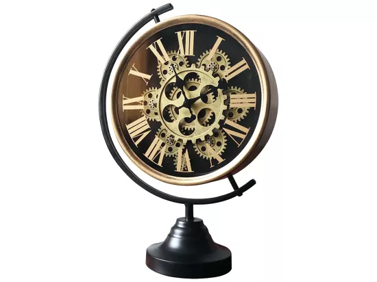 Horloge mécanisme sur pied noir doré 28x13x39cm