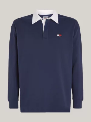 Camisa de rugby oversized com emblema Terry