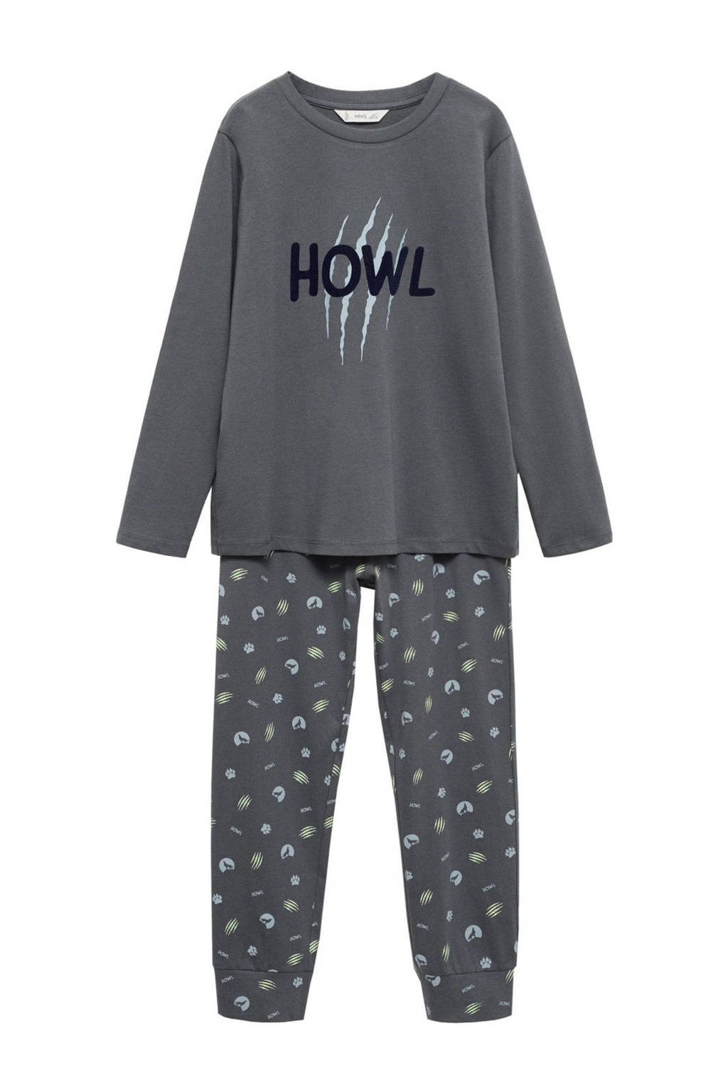 Mango Kids pyjama met printopdruk antraciet