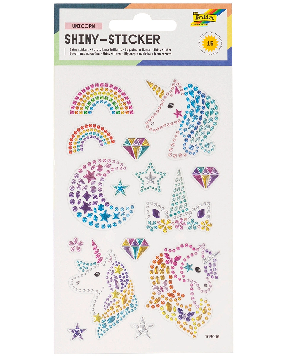 Shiny-Sticker EINHÖRNER 15-teilig in bunt