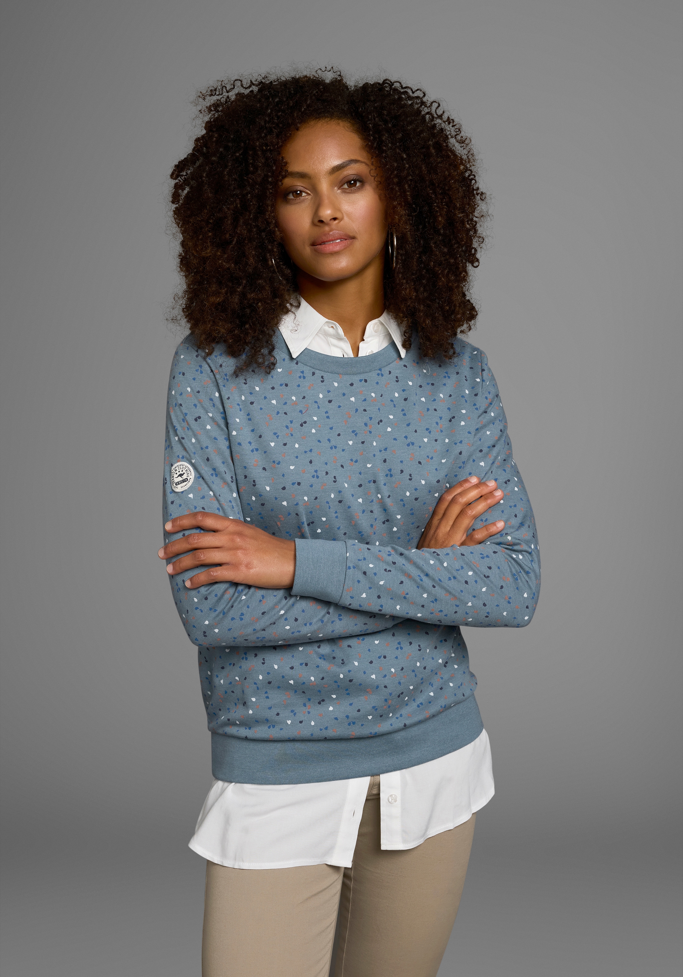 KangaROOS Sweatshirt , Langarm,  bedruckt,  Rundhalsausschnitt,  aus Interlockmaterial