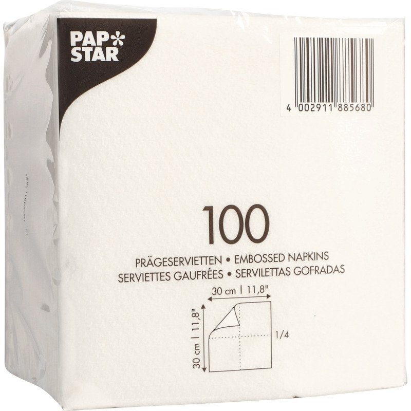 Serviette de table en ouate 1 pli 30 x 30 cm - Paquet de 100