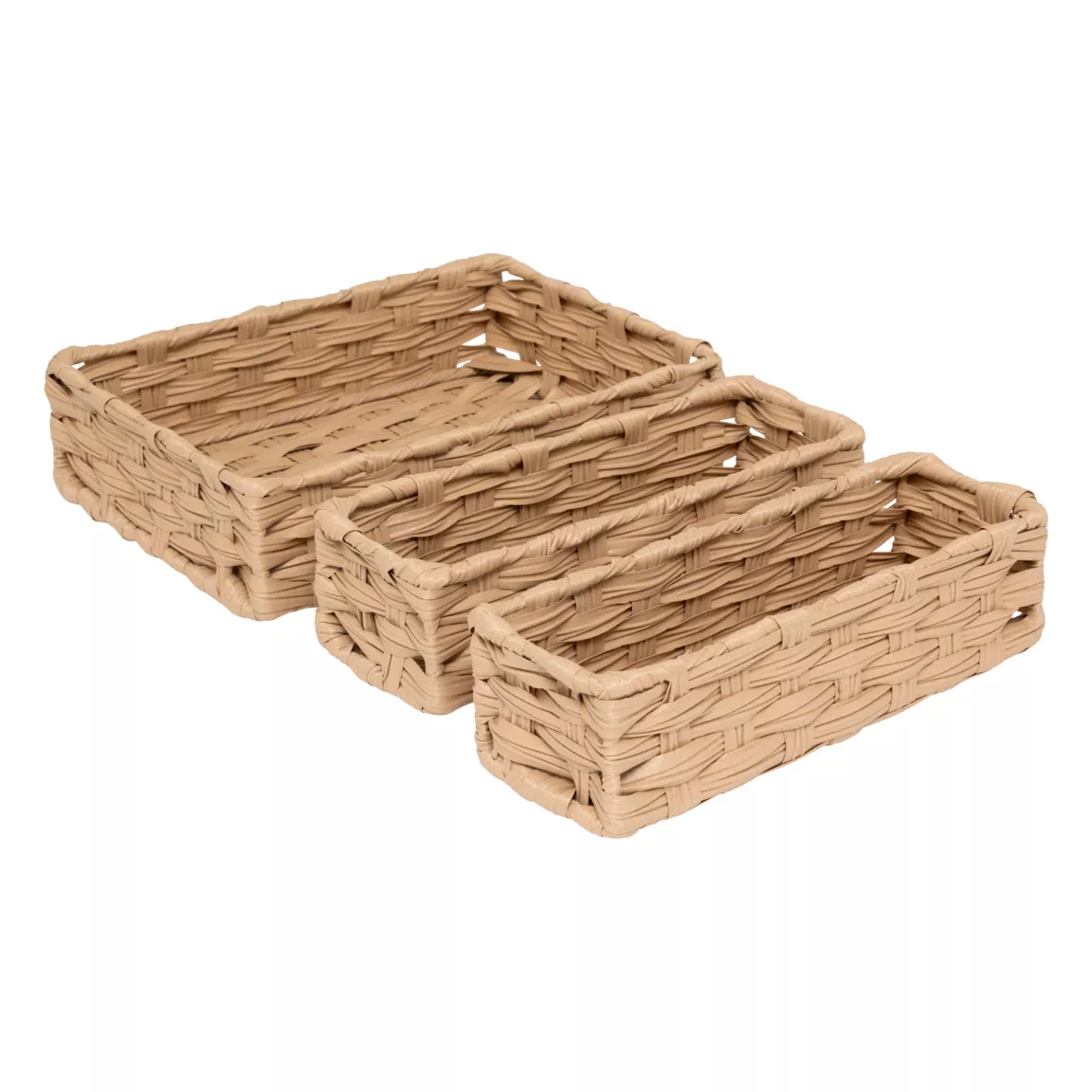 Lot de 3 paniers de rangement tressés bas (27 x 20 cm) Garlic Beige